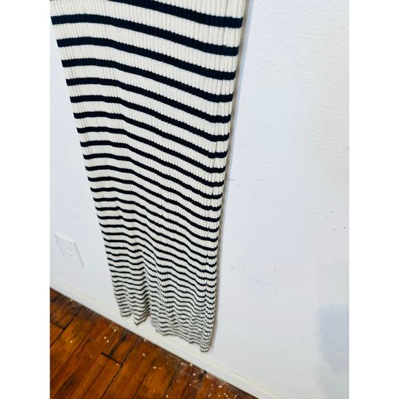 RIXO Blue White Antibes Stripe Ribbed Collared Ties Necklines Maxi Dress Size 8 - Picture 13 of 16